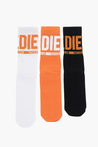 3 Long Socks Set with Logo and Elastic Edge