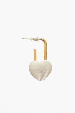 Silver Single Earring with Heart-Shaped Padlock