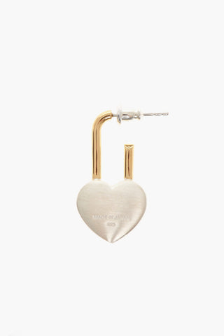Silver Single Earring with Heart-Shaped Padlock