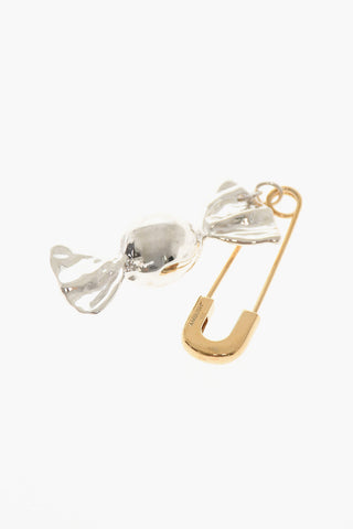 Silver Single Earring with Candy Shaped Pendant