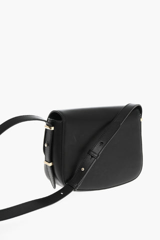 Leather Shoulder Bag with Golden Details