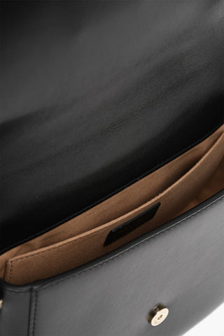 Leather Shoulder Bag with Golden Details