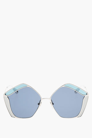 Sunglasses with Geometric Structure Silver Effect
