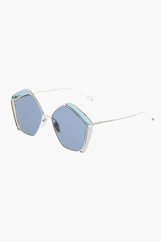 Sunglasses with Geometric Structure Silver Effect