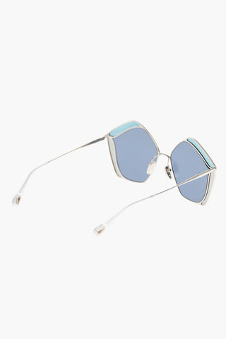Sunglasses with Geometric Structure Silver Effect
