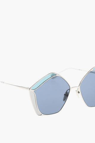 Sunglasses with Geometric Structure Silver Effect
