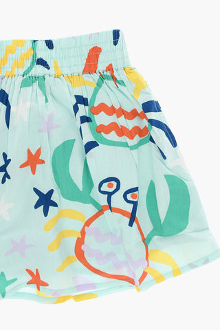 Gonna Plissettata con Stampa Multicolor