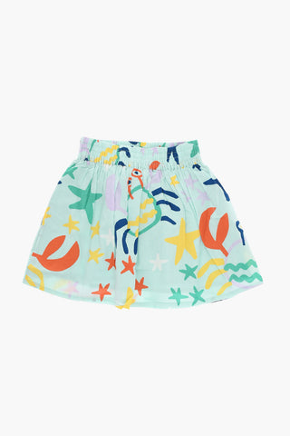 Gonna Plissettata con Stampa Multicolor