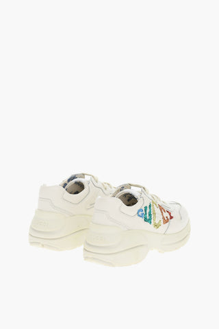 Glitter Logo Leather Sneakers