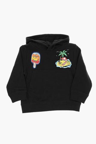 Printed Hoodie Sweatshirt with Graphic Patch