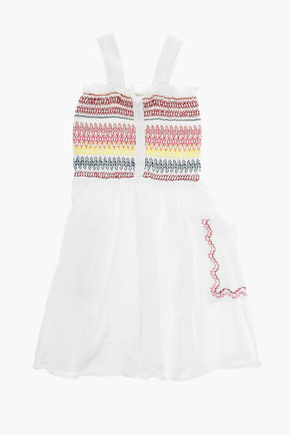 Slip Dress with Embroidered Geometric Pattern