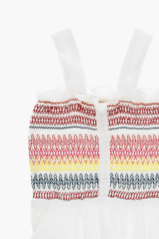 Slip Dress with Embroidered Geometric Pattern