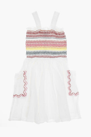 Slip Dress with Embroidered Geometric Pattern