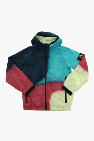 Giacca a Vento Bomber in Nylon con Stampa Tye-dye