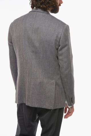 Blazer in Misto Lana e Lino GATE con Motivo Herringbone