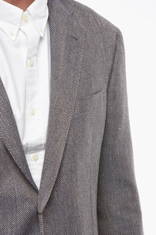 Blazer in Misto Lana e Lino GATE con Motivo Herringbone