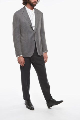 Blazer in Misto Lana e Lino GATE con Motivo Herringbone