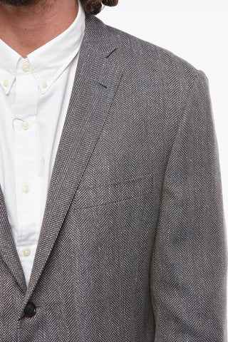 Blazer in Misto Lana e Lino GATE con Motivo Herringbone e Tasche con Aletta