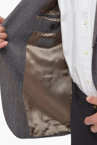 Blazer in Misto Lana e Lino GATE con Motivo Herringbone e Tasche con Aletta