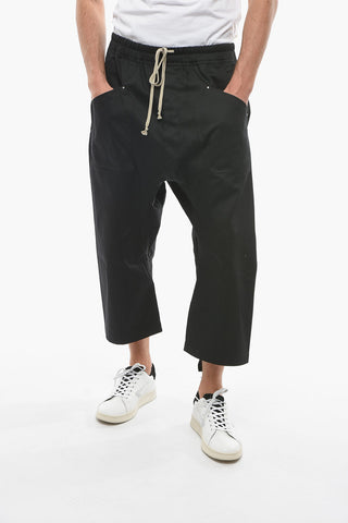 Drawstringed Cropped Trousers with Back Flap Pockets