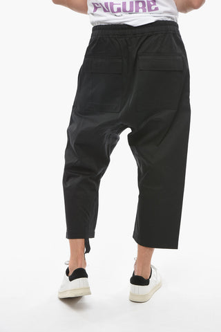 Drawstringed Cropped Trousers with Back Flap Pockets
