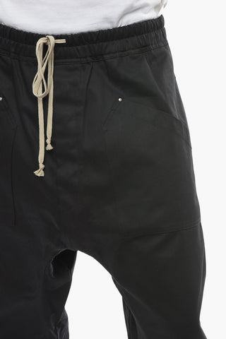 Drawstringed Cropped Trousers with Back Flap Pockets