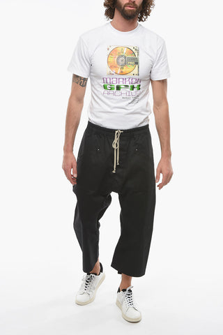 Drawstringed Cropped Trousers with Back Flap Pockets