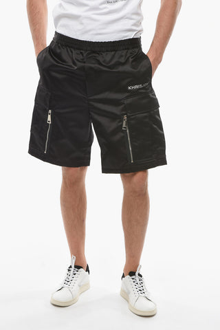 Multipocket Shorts with Logo Print and Elasticated Waistband