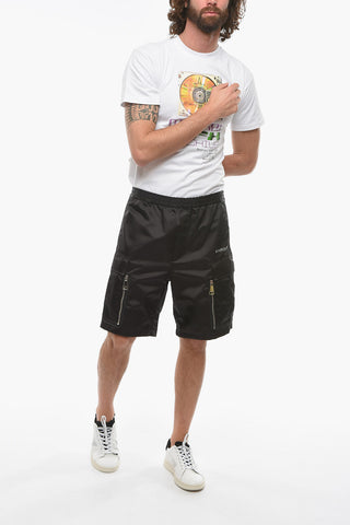Multipocket Shorts with Logo Print and Elasticated Waistband