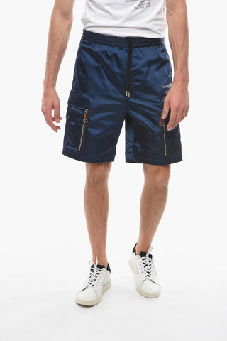 Multipocket Shorts with Logo Print and Elasticated Waistband