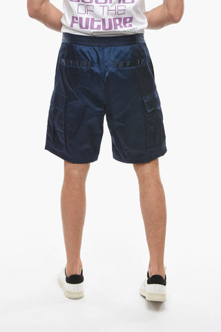 Multipocket Shorts with Logo Print and Elasticated Waistband
