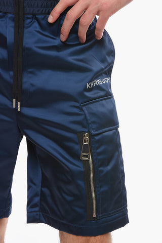 Multipocket Shorts with Logo Print and Elasticated Waistband
