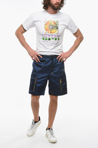 Multipocket Shorts with Logo Print and Elasticated Waistband