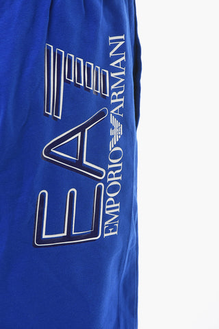 EMPORIO EA7 Drawstringed Sporty Shorts with Logo Print