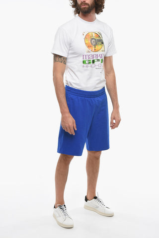 EMPORIO EA7 Drawstringed Sporty Shorts with Logo Print