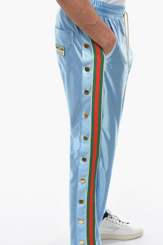 Straight-leg Joggers with Side Stripes and Button Detailing