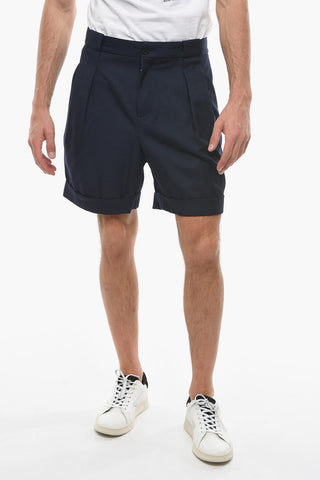 Wool Straight-leg Shorts with Pleats