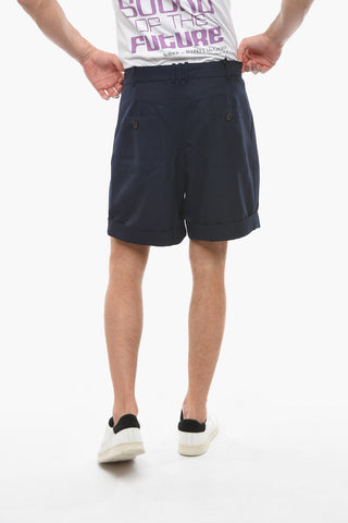 Wool Straight-leg Shorts with Pleats