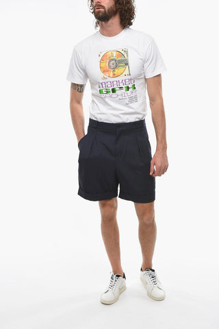 Wool Straight-leg Shorts with Pleats