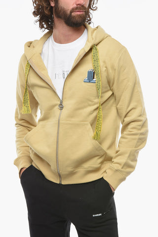 Zip-up Hoodie Sweatshirt with Logo Patch