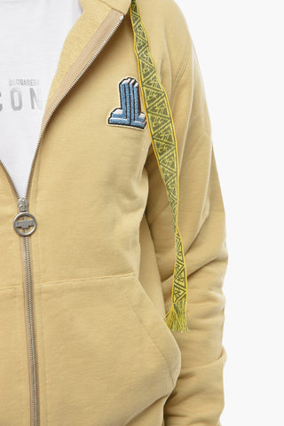 Zip-up Hoodie Sweatshirt with Logo Patch