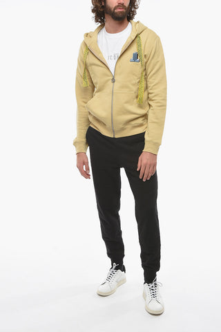 Zip-up Hoodie Sweatshirt with Logo Patch