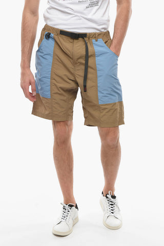 Two-Tone Nylon Shorts with Industrial Belt