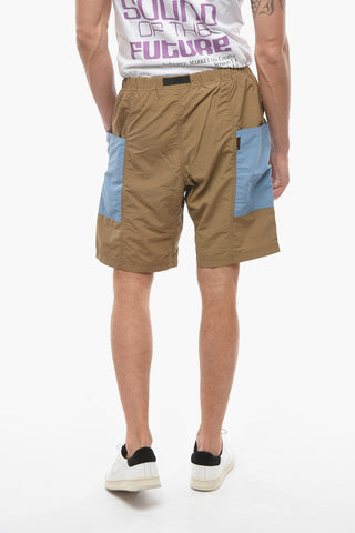 Two-Tone Nylon Shorts with Industrial Belt