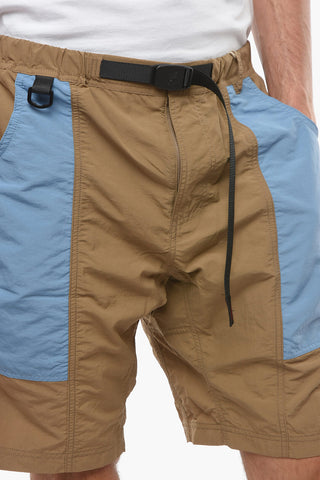 Two-Tone Nylon Shorts with Industrial Belt