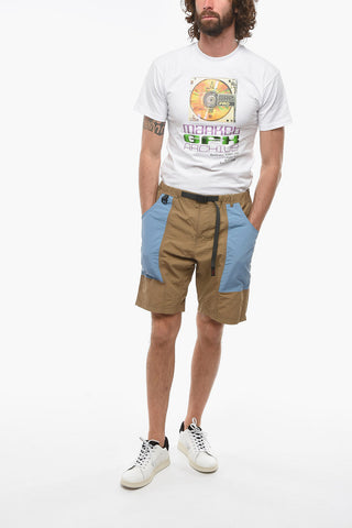 Two-Tone Nylon Shorts with Industrial Belt