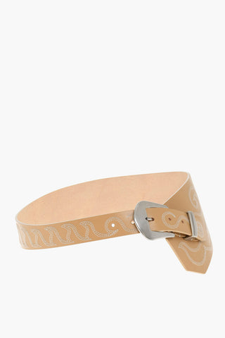 BELLY Asymmetric Calfskin Belt with Embroidery