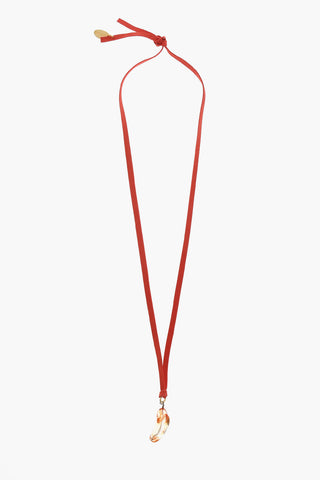 Suede Necklace with Glass Pendant and Knot