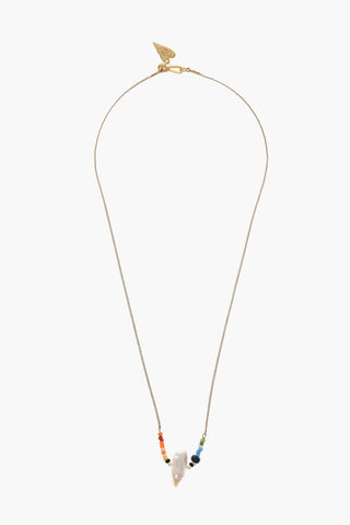 Chain Necklace with Beads and Stone