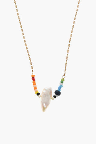 Chain Necklace with Beads and Stone